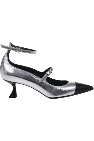 SERGIO LEVANTESI Silver and Black Leather Heels