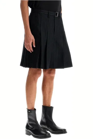 SACAI Casual Shorts, male, , L, Striped Pleated Bermuda Shorts