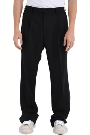 LANEUS Wide Leg Wool Trousers Double Pleat