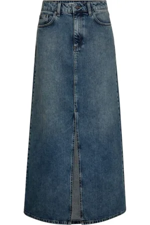 Co`Couture Elegant Denim Long Slit Skirt