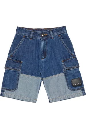 Marni Shorts, unisex, , 10 Y, Two-tone denim cargo shorts