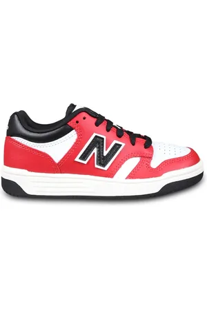 New Balance Red Eco-Leather Trainers with Perforated Details