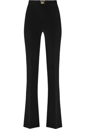 Elisabetta Franchi Wide Trousers, female, , XS, Flared Stretch Crêpe Trousers