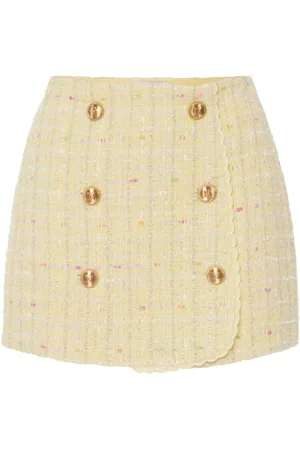 Elisabetta Franchi Bouclé Wrap Skirt Embroidered Scalloping