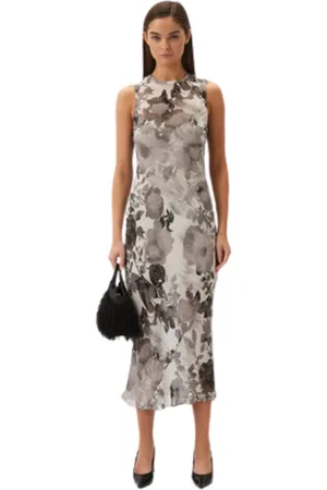 Patrizia Pepe Midi Dresses, female, , XS, Floral Maxi Dress Grey Shadow