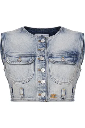 Courrèges Vests, female, , M, Multiflex Denim Cropped Vest