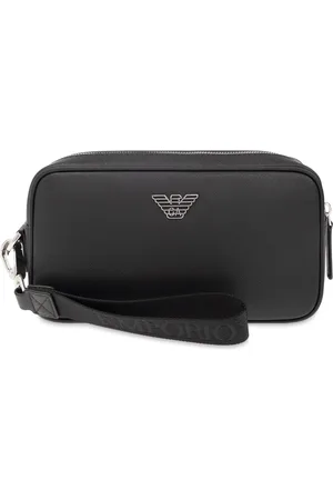 Emporio Armani Clutches, male, , ONE SIZE, Regenerated Saffiano Leather Washbag