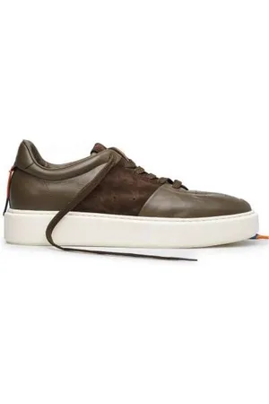Barracuda Military Green Leather Trainers
