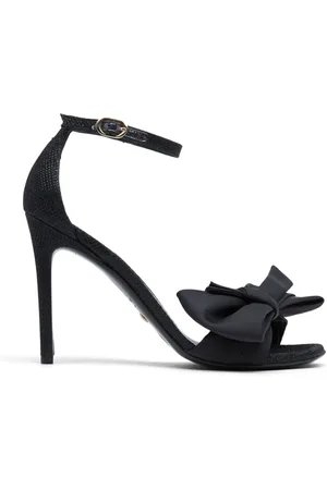 Stuart Weitzman Loveknot Sandal Noir Fabric High Heel