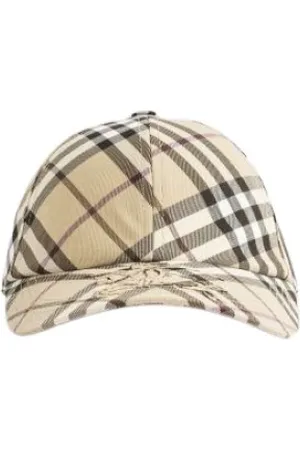 Burberry Check Cap with Emblem Design