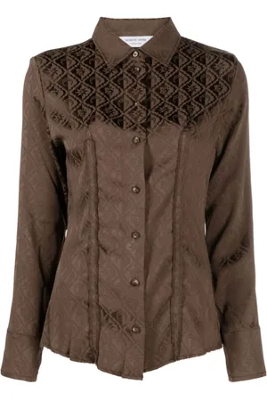 Marine Serre Shirts, female, , M, Moon Diamant Jacquard Satin Shirt