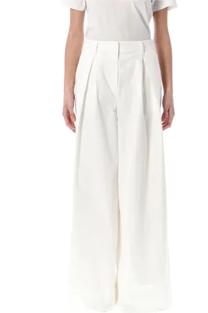THE GARMENT Cream Wide Leg Pleated Trousers