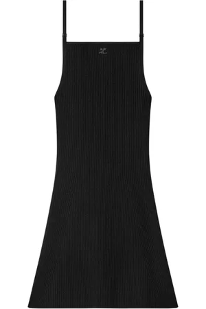 Courrèges Ribbed Knit Dress Square Neck