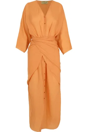 Cortana Midi Dress in Mandarin Ramie