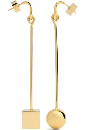 Jacquemus Earrings, female, , ONE SIZE, Mismatched Sphere Cube Brass Earrings