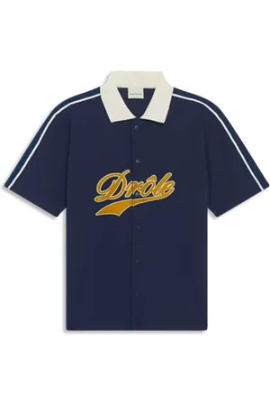 Drôle de Monsieur Short Sleeve Shirts, male, , L, Mesh Logo Shirt with Press Studs