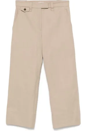 Brunello Cucinelli Cropped Trousers, female, , M, Cropped Cotton Linen Trousers