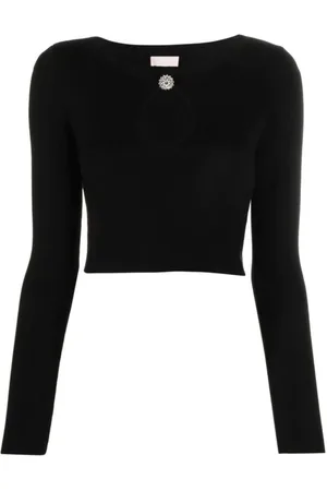 Liu Jo Long Sleeve Tops, female, , M, Jewel Neck Cropped Jumper
