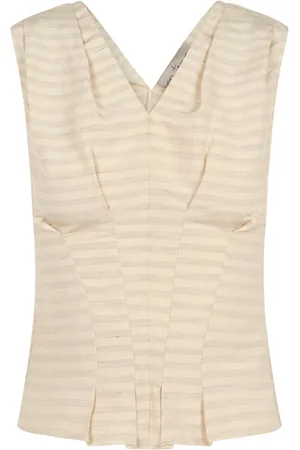 Cortana Sleeveless Tops, female, , L, Ida, striped top in linen and silk