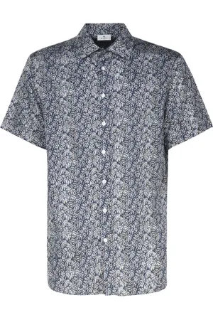 Etro Short Sleeve Shirts, male, , L, Tropical Print Cotton Shirt