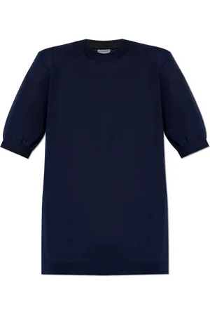 Bottega Veneta Cashmere Knitwear, female, , XS, Logo Embroidered Cashmere Short Sleeve Knit