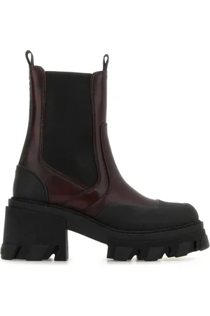 Ganni Two-tone Leather Ankle Boots