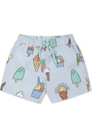 Stella McCartney Swimming Trunks, male, , 6 M, Ice Cream Print Swim Shorts