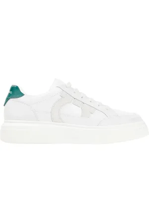 Salvatore Ferragamo Sneakers, male, , 8 1/2 UK, Cassina Off and Green Suede Leather Trainers