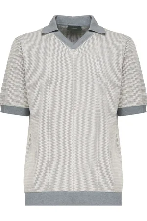 ZANONE V-neck Knitwear, male, , L, Grey Cotton T-shirts and Polos