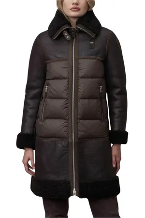 Blauer Down Jackets, female, , S, Vintage Lamb Leather Jacket with Nylon Padding