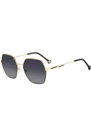 Carolina Herrera Sunglasses, female, , 55 MM, Gold & Black Sunglasses with Dark Lenses