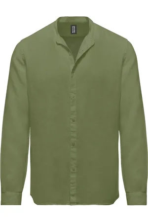 Bomboogie Casual Shirts, male, , M, Mandarin Collar Linen Shirt