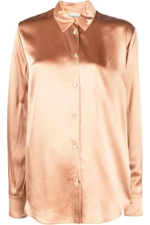 FORTE FORTE Shirts, female, , L, Elegant Satin Viscose Long Sleeve Shirt