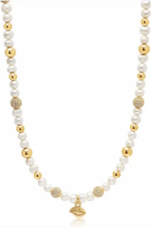 Nialaya Necklaces, male, , S, Eye of Ra Pearl Choker