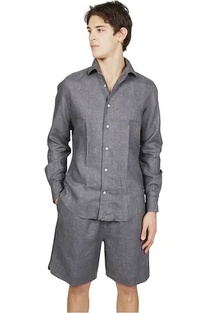 ELEVENTY Casual Shirts, male, , XL, Linen Shirt with Double Collar