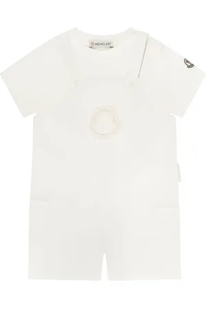 Moncler Jumpsuits, female, , 3 M, Logo Romper in Ivory