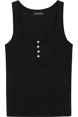 ANINE BING Sleeveless Tops, female, , M, Ribbed tank top with gold buttons
