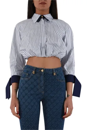 Elisabetta Franchi Shirts, female, , 2XL, Striped poplin shirt with back knot