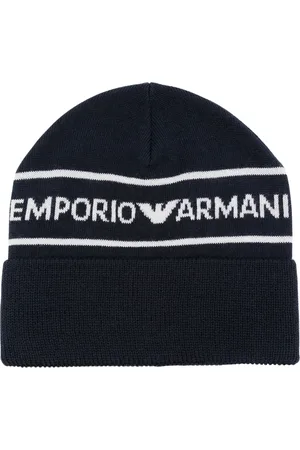 Emporio Armani Logo Beanie Hat in Navy