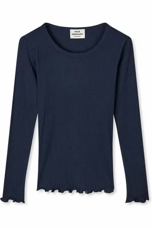 Mads Norgaard Long Sleeve Tops, female, , S, Parisian Night Blouse with Curled Edges