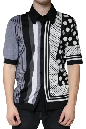 Dolce & Gabbana Short Sleeve Shirts, male, , XL, Polka Dot Silk Polo T-Shirt