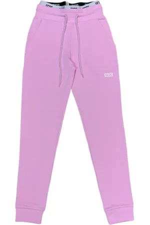 GCDS Sweatpants, female, , 2XS, Cotton Joggers with White Waistband and Black Logo Lettering