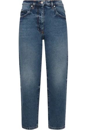 Msgm Straight Jeans, female, , S, Straight-leg jeans with back logo label