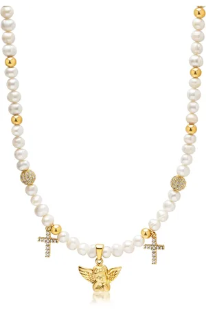 Nialaya Necklaces, male, , S, Angel Pearl Choker