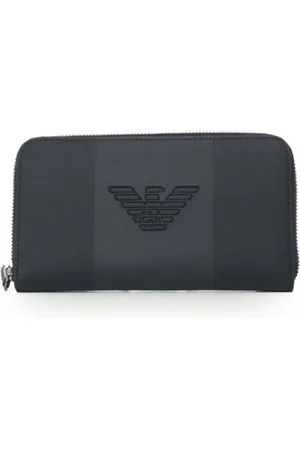 Emporio Armani Wallets & Cardholders, male, , ONE SIZE, Blue Wallet with Raised Eagle Logo