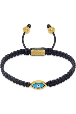 Nialaya Black String Bracelet with Gold Evil Eye
