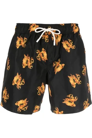 Palm Angels Beachwear, male, , M, Burning Monogram Swim Shorts