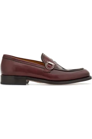 Salvatore Ferragamo Loafers, male, , 6 1/2 UK, Burgundy Calf Leather Metal Bracelet Loafers