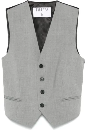 Filippa K Vests, female, , XS, V-Neck Jumper with Button Fastening