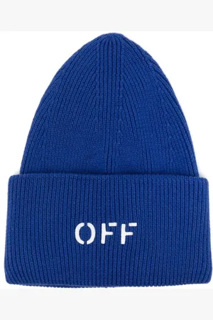 OFF-WHITE Beanies, male, , ONE SIZE, Ribbed Beanie with Logo Stamp